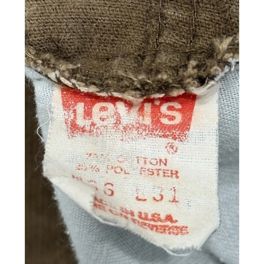 Vintage Levis 519 Corduroy Pants Mens 36x31 Brown Straight USA  1980s Pleated